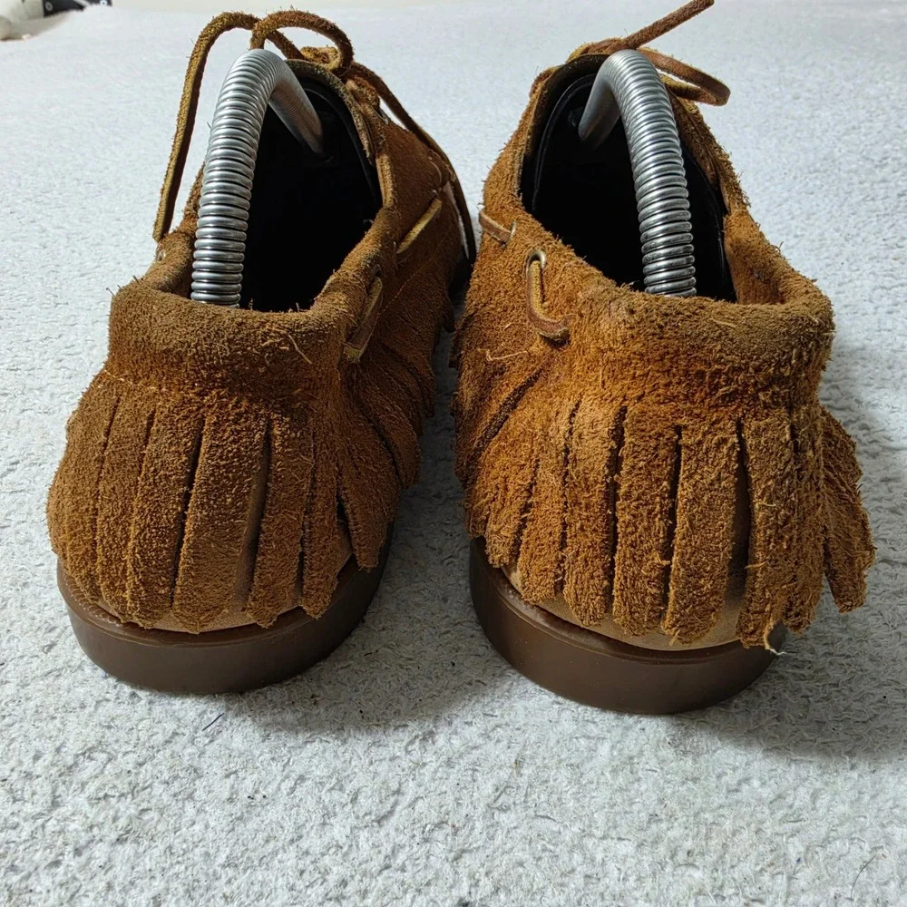 VTG Sebago Ronnie Fieg Mens 9.5 Boat Shoes Beige Suede Fringe Docksides Loafers